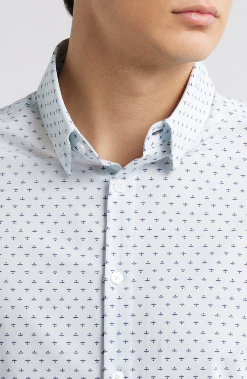 Mizzen + Main Mizzen+main Leeward Trim Fit Plaid Performance Button-up Shirt In Sky Dotted Leaf