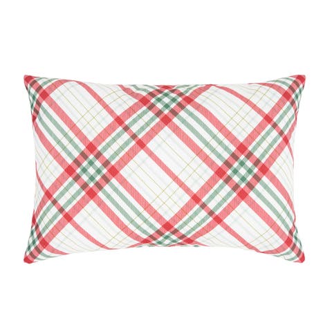 Holiday Plaid Christmas Indoor/Outdoor Accent Pillow, 13" x 20"