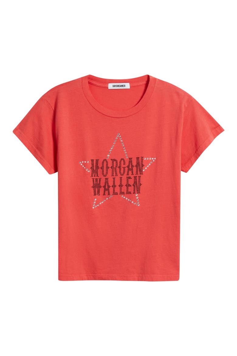 Morgan Wallen Rhinestone Star Graphic T-Shirt, Alternate, color, DEEP SEA CORAL