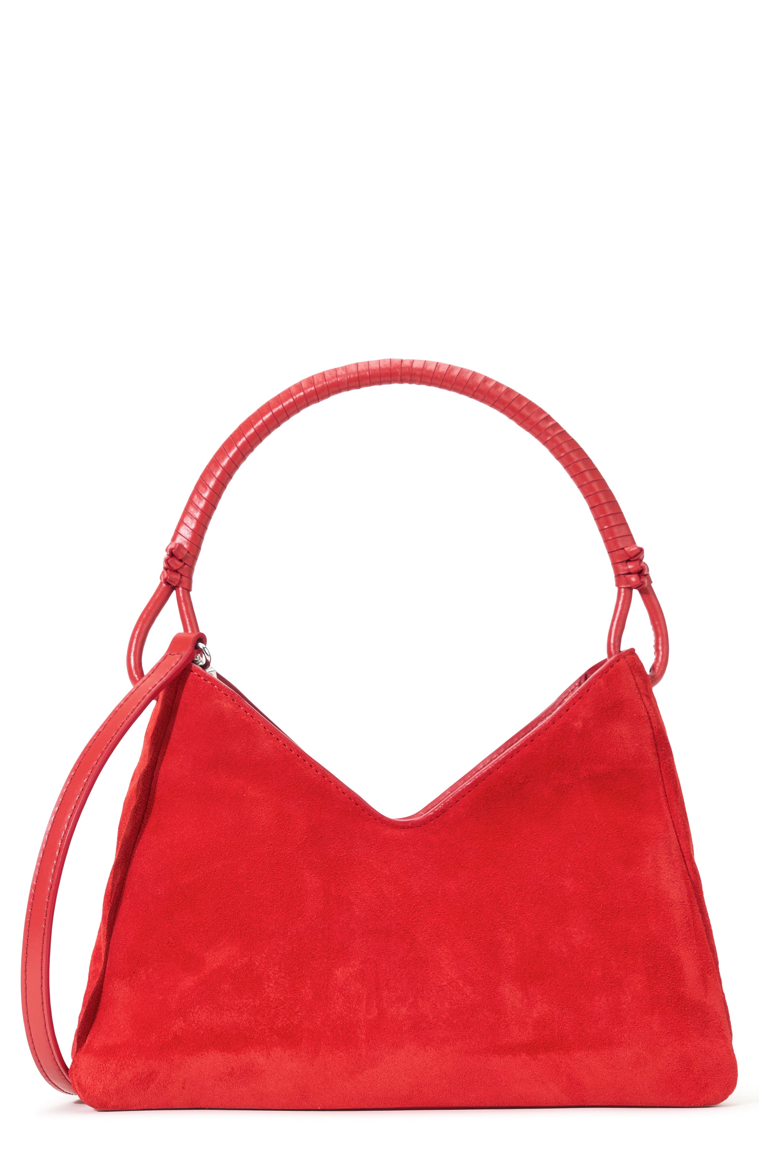 Valerie Suede Shoulder Bag, Main, color, CHILI