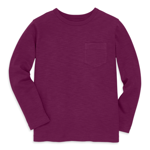 Kids Long Sleeve Slub Pocket Tee