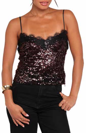 Lace Trim Sequin Camisole