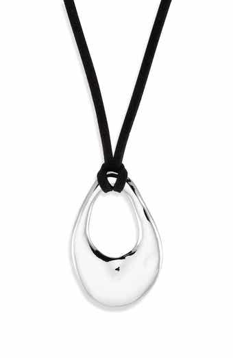 NORDSTROM RACK Organic Drop Pendant Faux Suede Cord Necklace