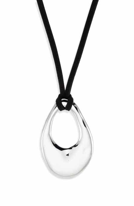 NORDSTROM RACK Organic Drop Pendant Faux Suede Cord Necklace