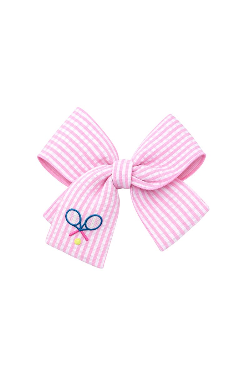 Tennis Rackets Seersucker Hair Bow, Main, color, Pink