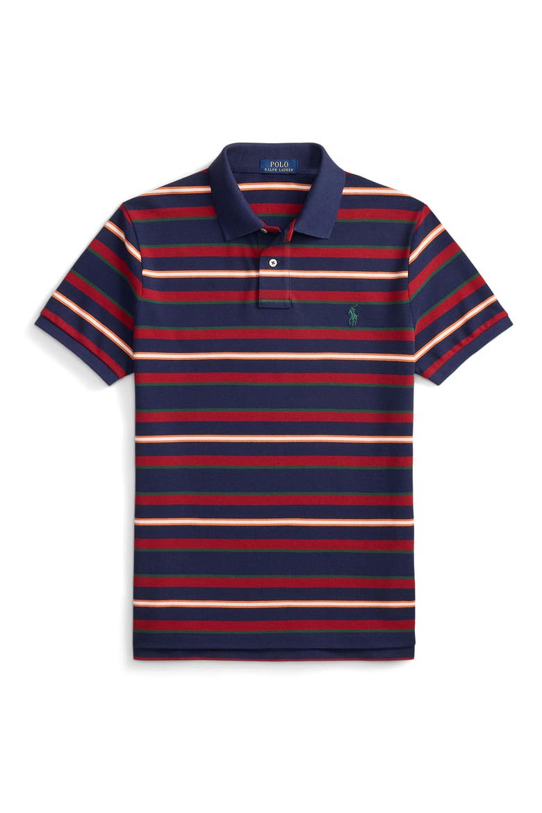 Classic Fit Stripe Cotton Piqué Polo, Alternate, color, NPT NVY ML