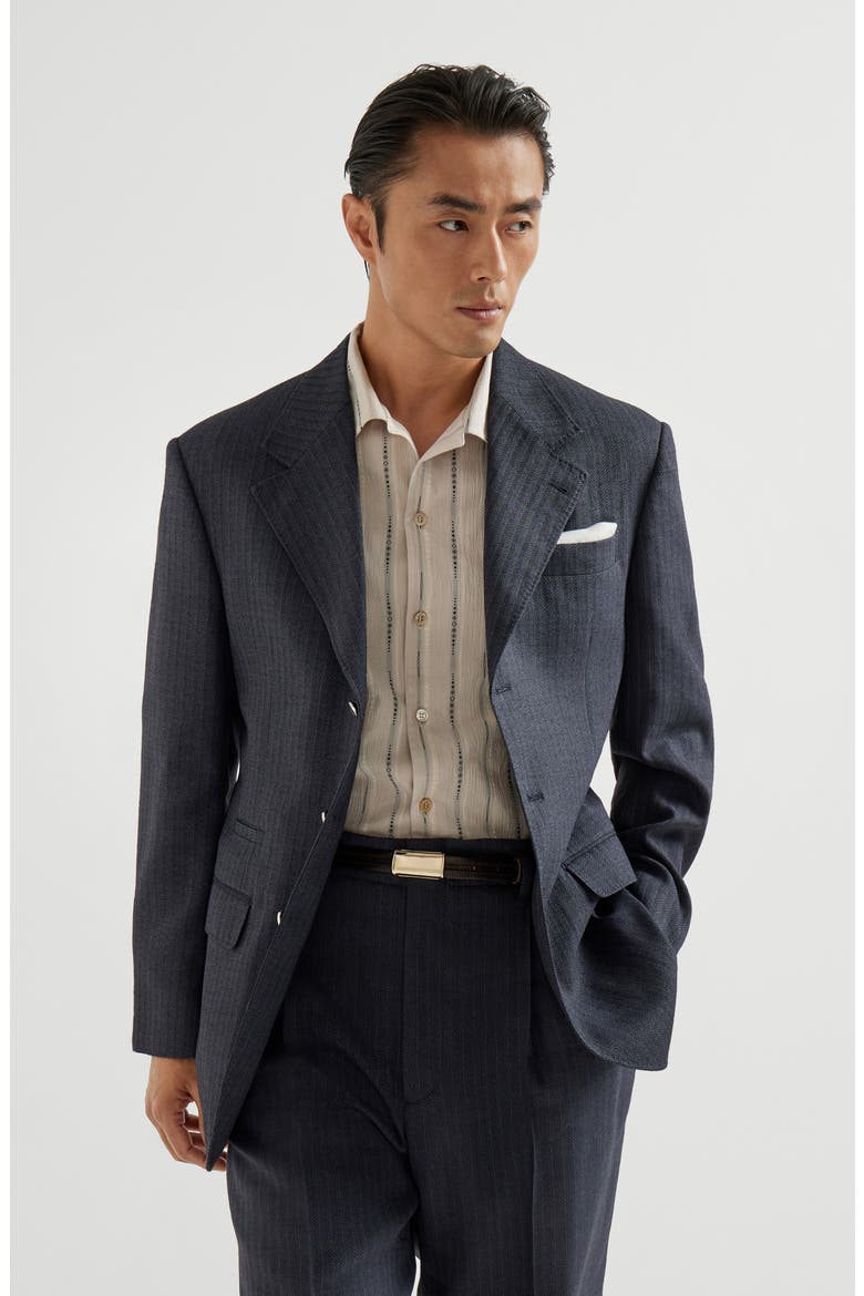 Chevron blazer, Alternate, color, Navy Blue