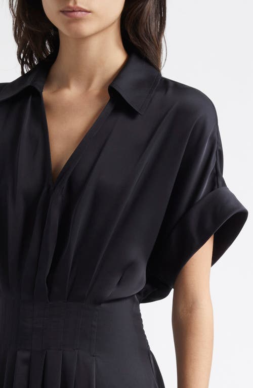 Ramy Brook Kayleigh Pleated Johnny Collar Dress In Black