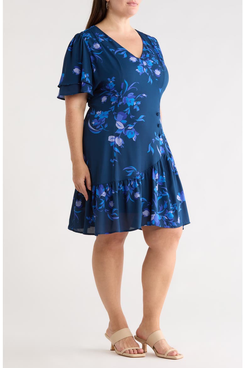 Niva Floral Print Faux Wrap Dress, Alternate, color, NAVY-BLUES