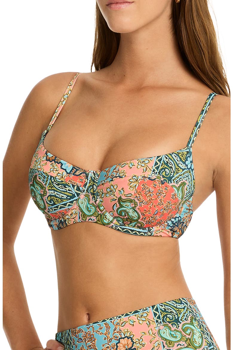 Java Underwire Balconette Bikini Top, Alternate, color, CORAL