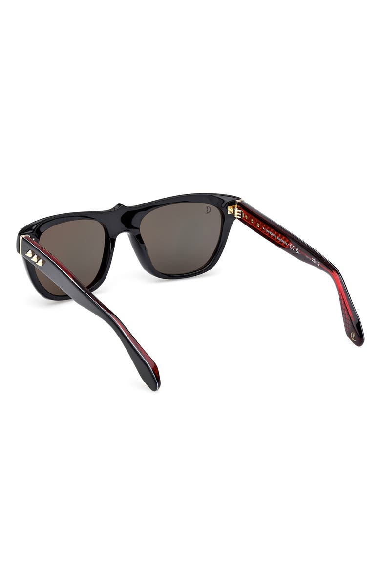 Christian Louboutin Georges 55mm Square Sunglasses, Alternate, color, Black/ Gold/ Zeiss Smoke/ Red