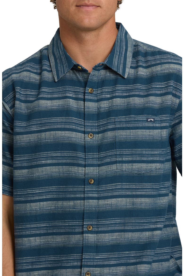 All Day Stripe Short Sleeve Button-Up Shirt, Alternate, color, DARK DENIM