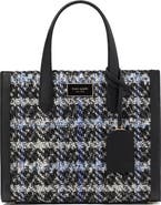 Kate Spade New York small manhattan plaid tweed tote