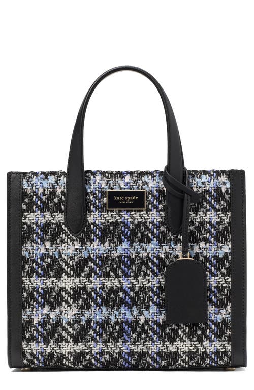 Kate Spade New York small manhattan plaid tweed tote in Black Multi. 