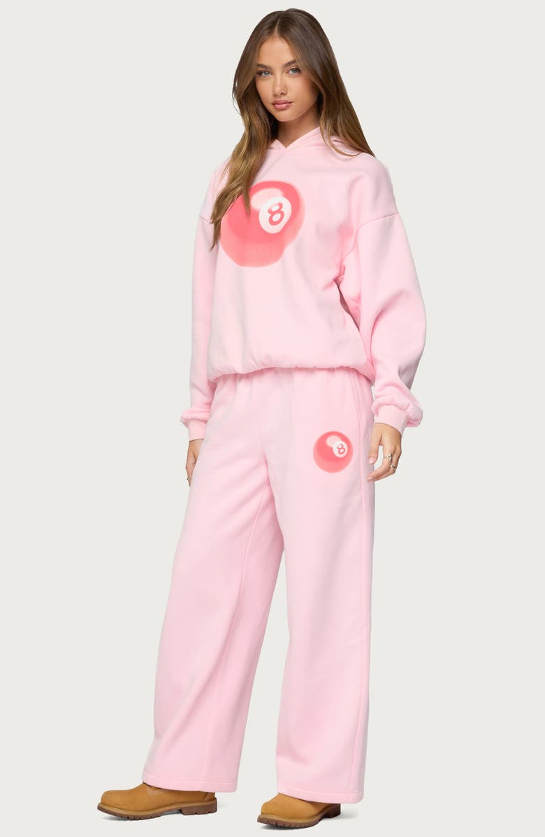 EDIKTED Lucky 8 Wide Leg Sweatpants, Alternate, color, Light-Pink
