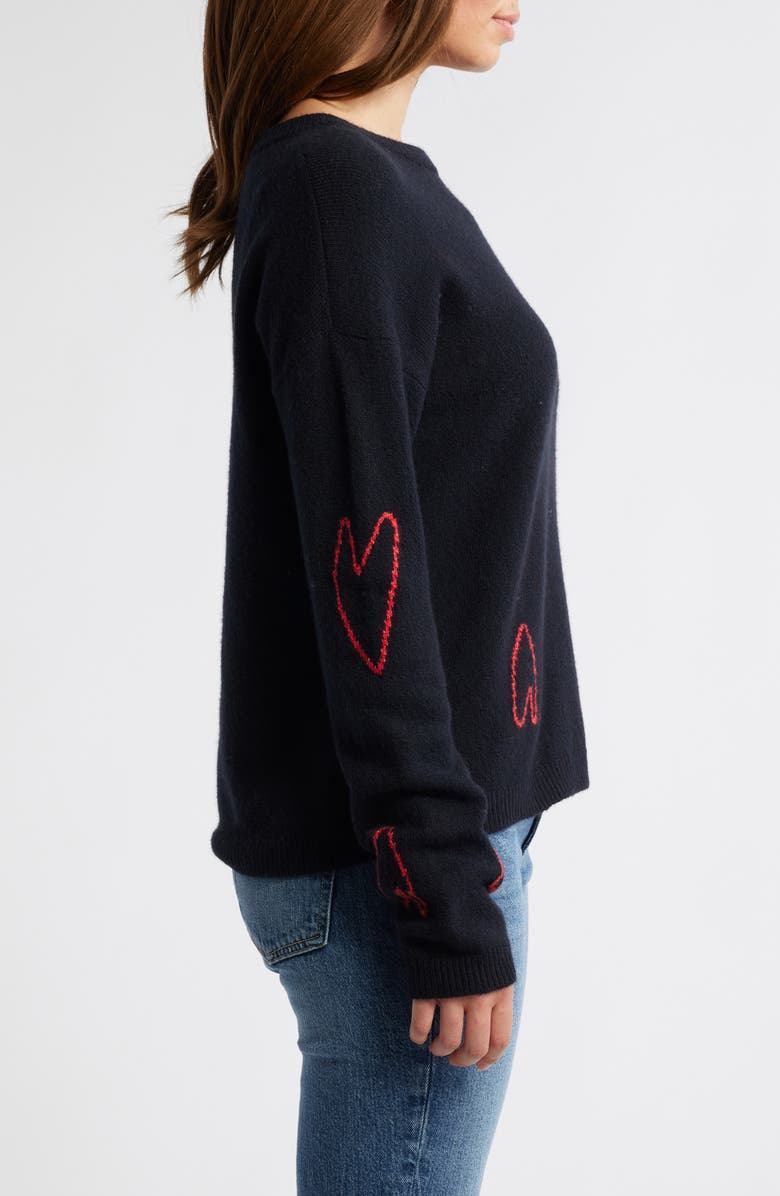 Caslon<sup>®</sup> Jacquard Hearts Cotton Blend Sweater, Alternate, color,