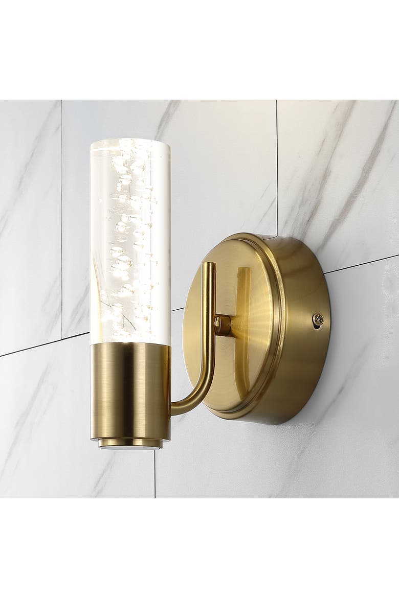 Bolha 1-Light Minimalist Modern Bubble Acrylic/Iron Integrated LED Vanity Light, Alternate, color, Brass Gold