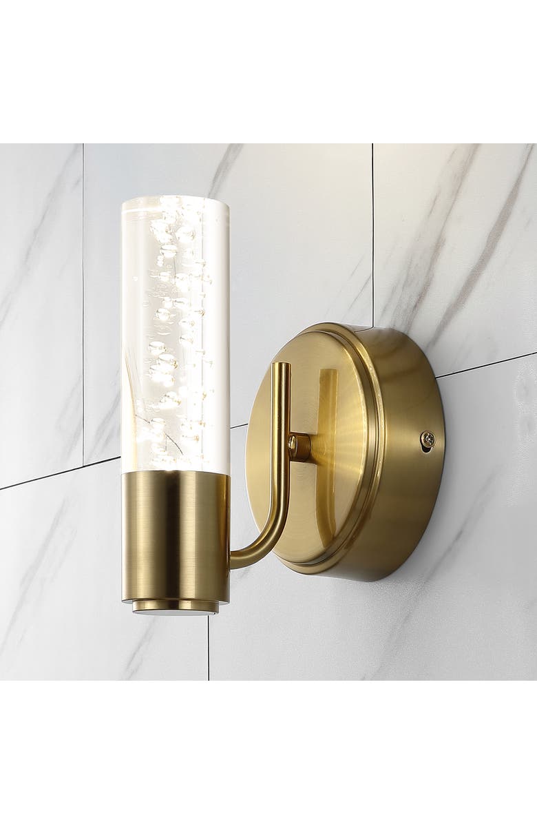 JONATHAN Y Bolha 1-Light Minimalist Modern Bubble Acrylic/Iron Integrated LED Vanity Light, Alternate, color, Brass Gold