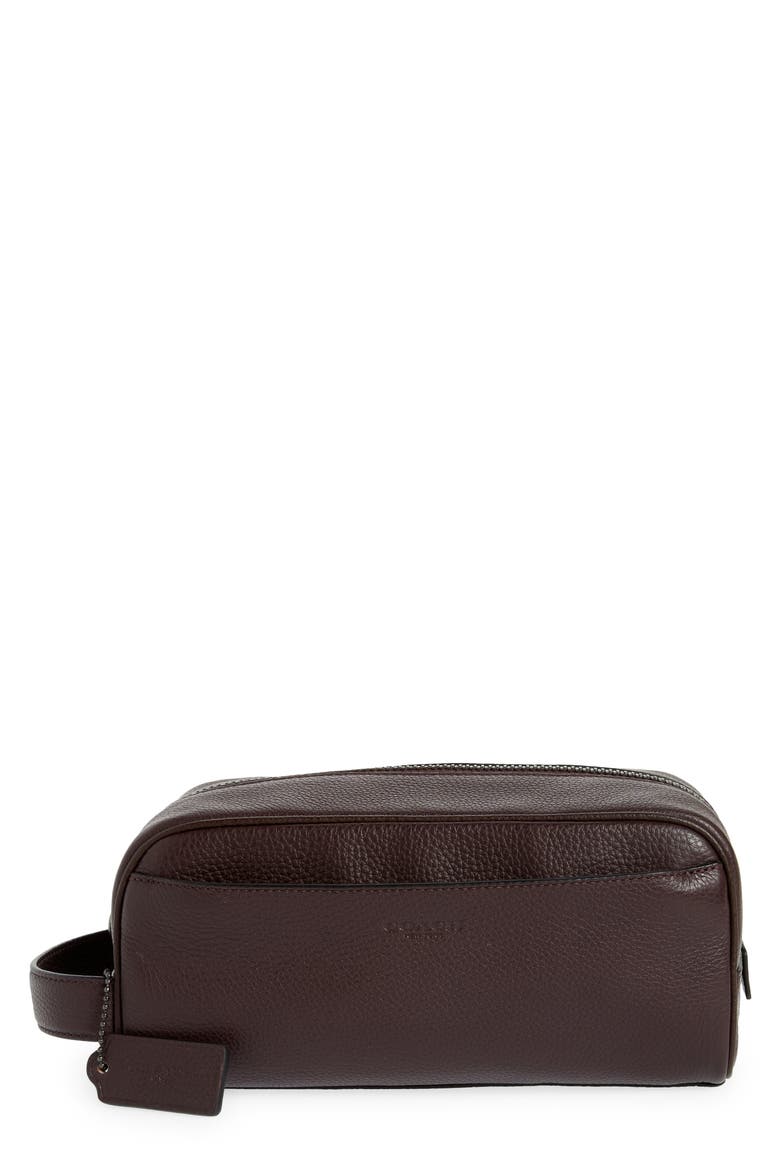 Pebbled Leather Dopp Kit, Main, color, OXBLOOD