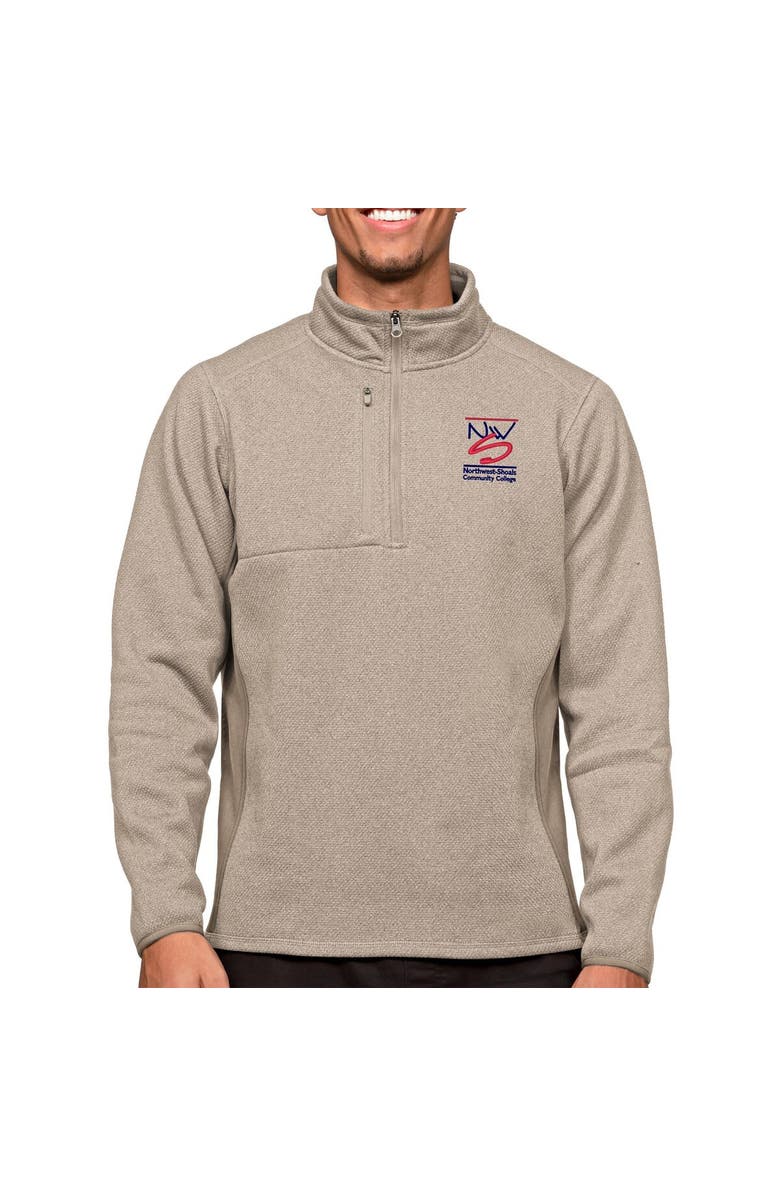 ANTIGUA Men's Antigua Oatmeal Northwest-Shoals Community College Course Quarter-Zip Pullover Top, Alternate, color,