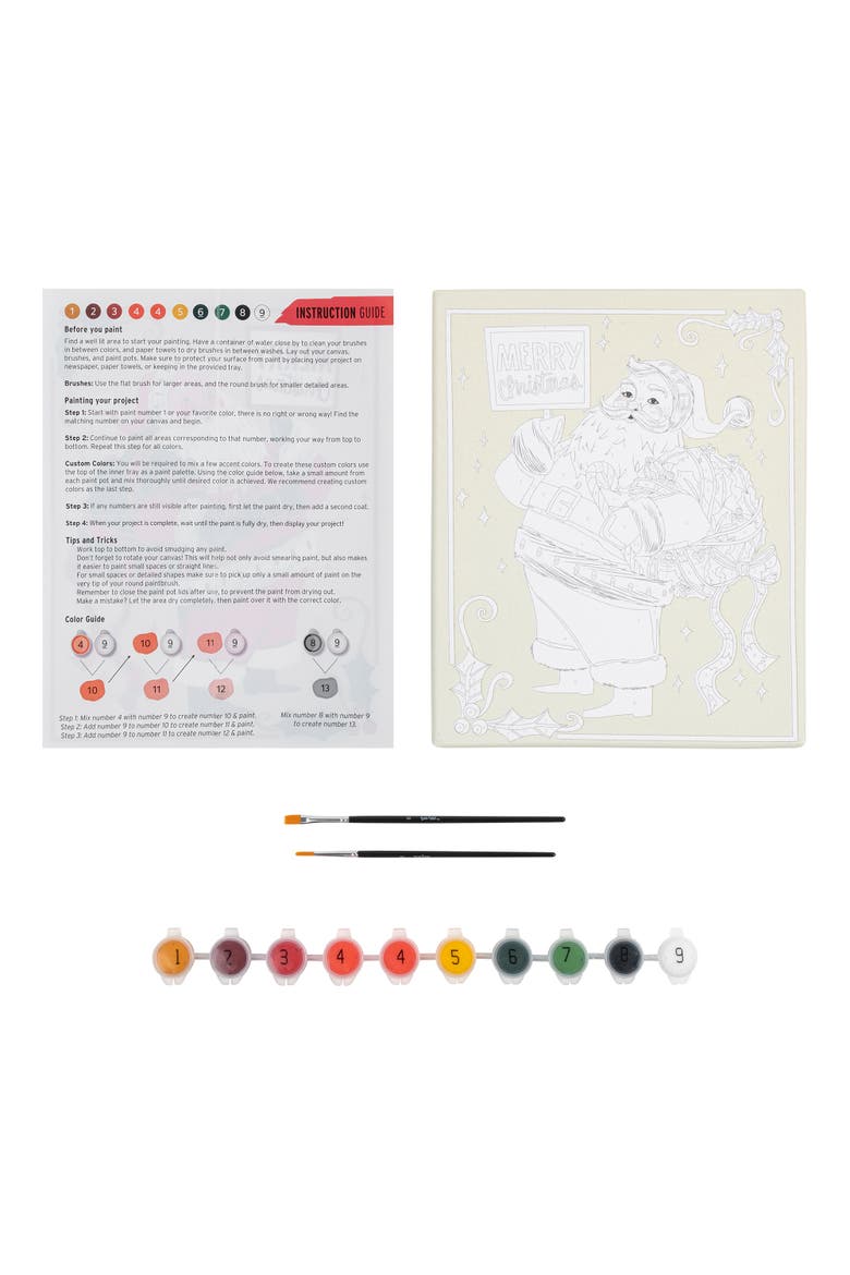 Acrylic Paint By Number Kit Santa, Alternate, color, Multicolored