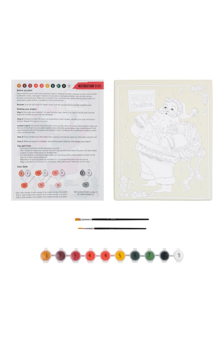 Brea Reese Acrylic Paint By Number Kit Santa, Alternate, color, Multicolored