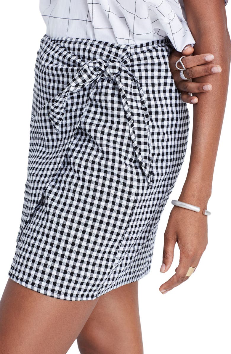Madewell Gingham Wrap Miniskirt, Alternate, color,