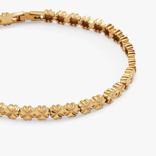 Alex And Ani Lucky Clover Tennis Bracelet In Gold