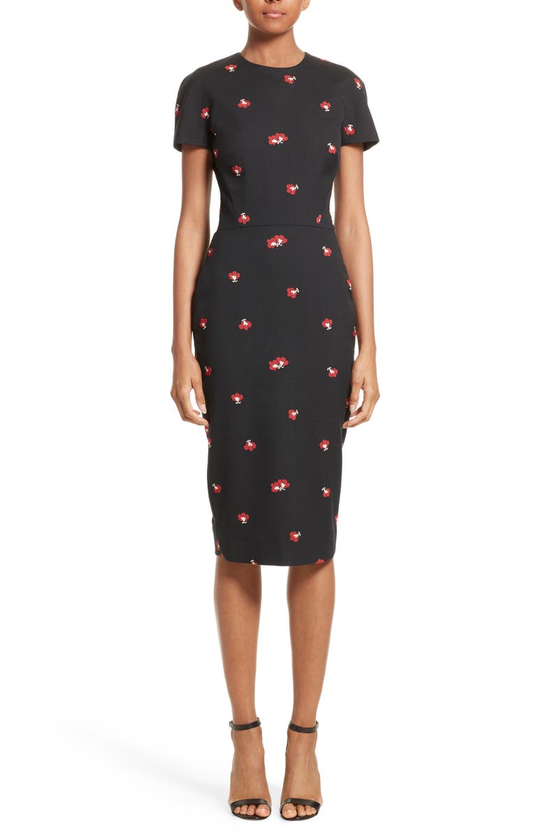 Victoria Beckham Flower Print Pencil Dress, Main, color, 