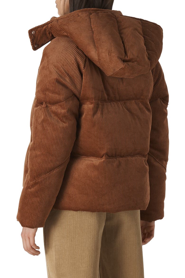 Casey Corduroy Hooded Puffer Jacket, Alternate, color, BROWN