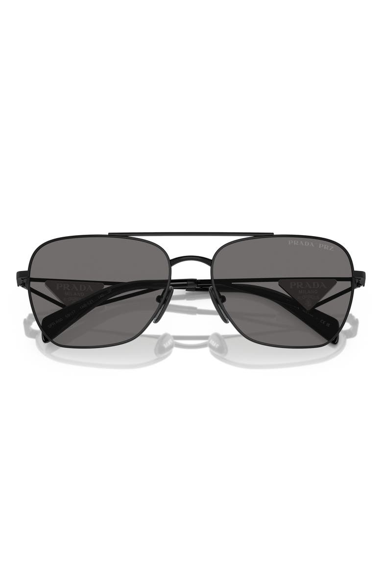 Prada 59mm Polarized Pillow Sunglasses, Alternate, color, Dark Grey