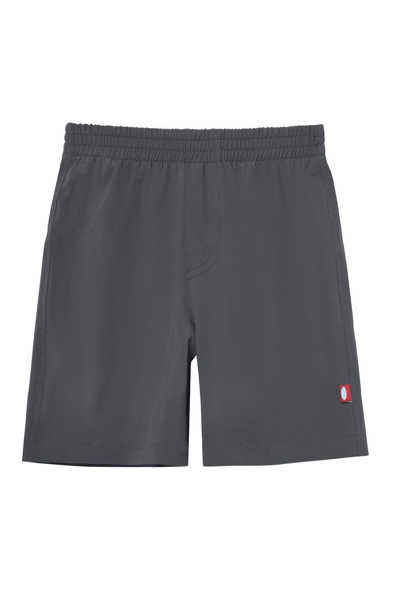 CITY THREADS Boys UPF 50+ Soft Stretch Club Above The Knee Swim Trunks, Main, color, Charcoal