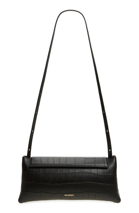 Elieze Soft Croc Embossed Leather Clutch