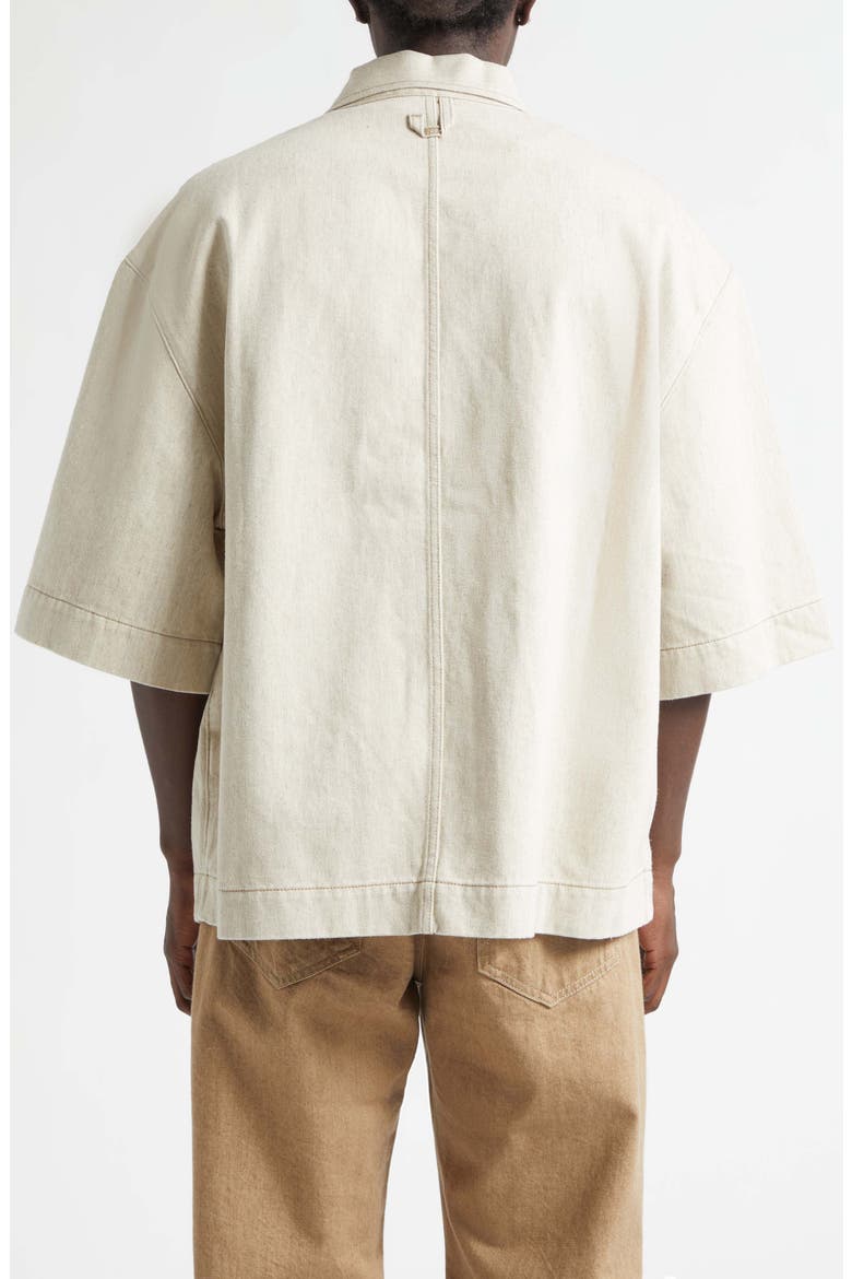 La Chemise Paysan de-Nimes Oversize Denim Button-Up Shirt, Alternate, color, LIGHT BEIGE