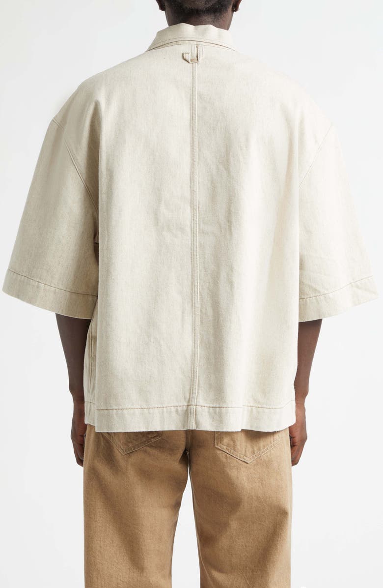 Jacquemus La Chemise Paysan de-Nîmes Oversize Denim Button-Up Shirt, Alternate, color, Light Beige