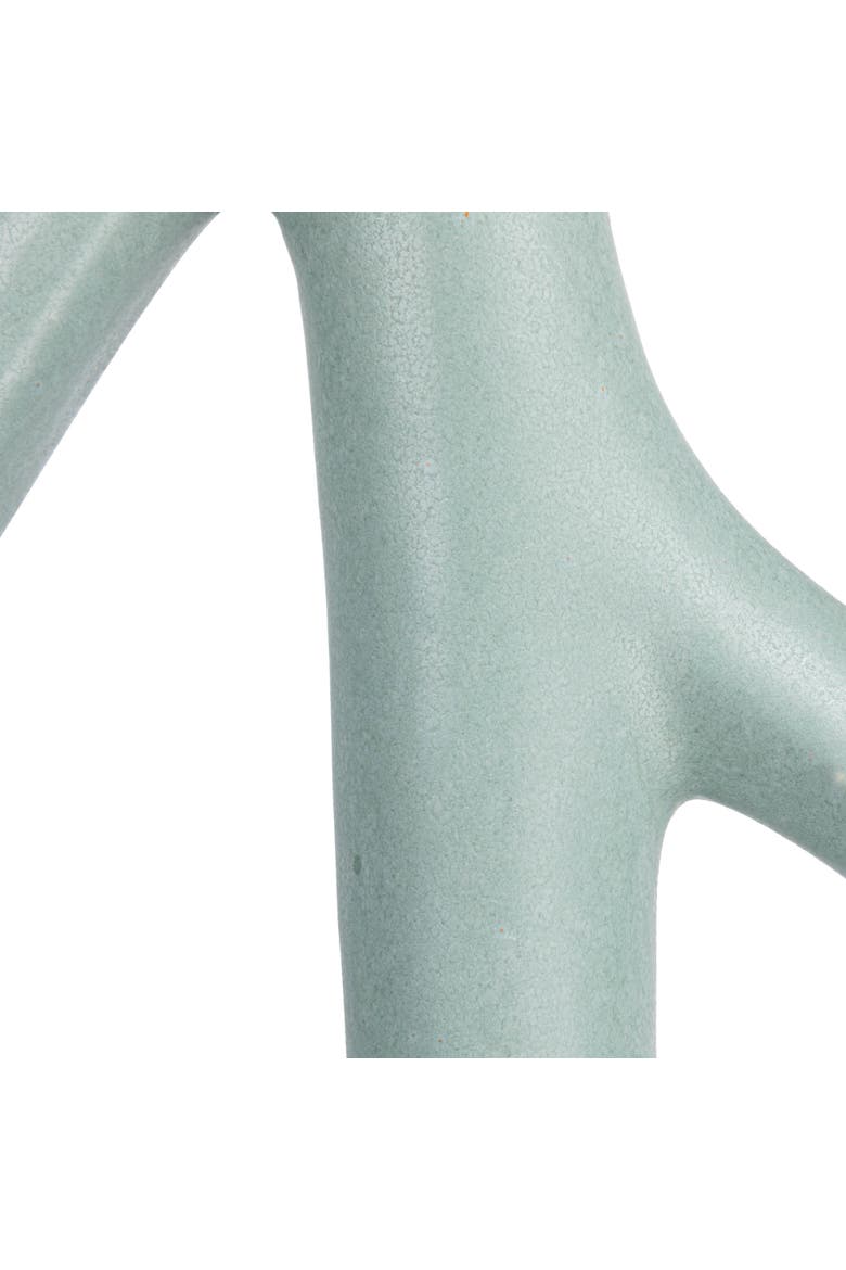 Stoneware Sculptural Vase with Teardrop Handles, Matte Green, Alternate, color, Blue