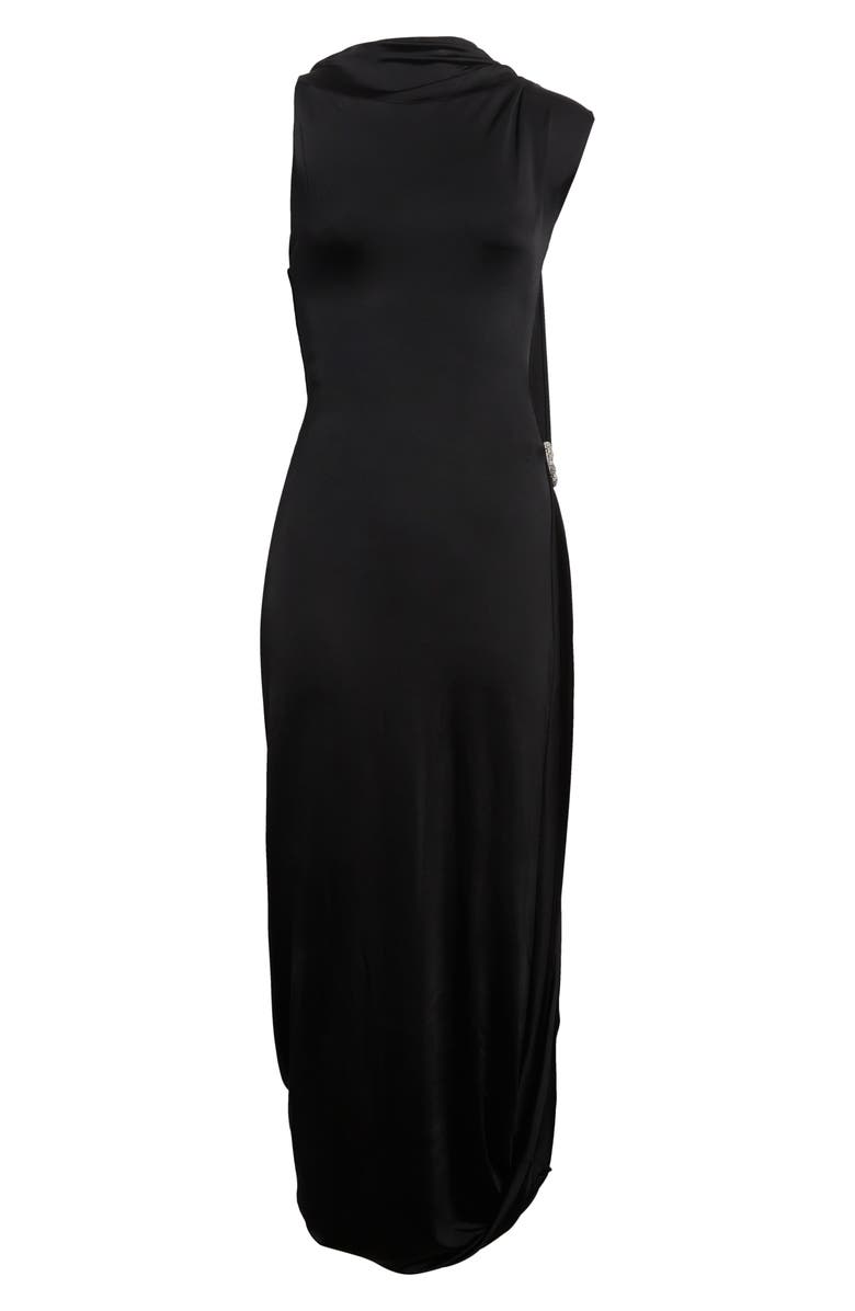 Victoria Beckham Twist Drape Jersey Midi, Alternate, color, Black