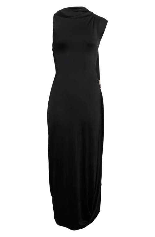 Victoria Beckham Asymmetric Fluid Drape Midi Dress In Black
