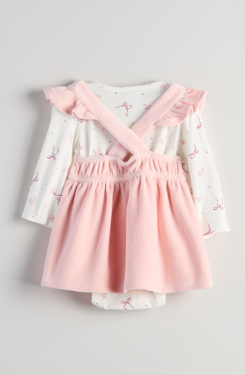 Nordstrom Kids' Pinafore Dress & Long Sleeve Bodysuit Set, Alternate, color, Pink Lotus- Ivory Birds