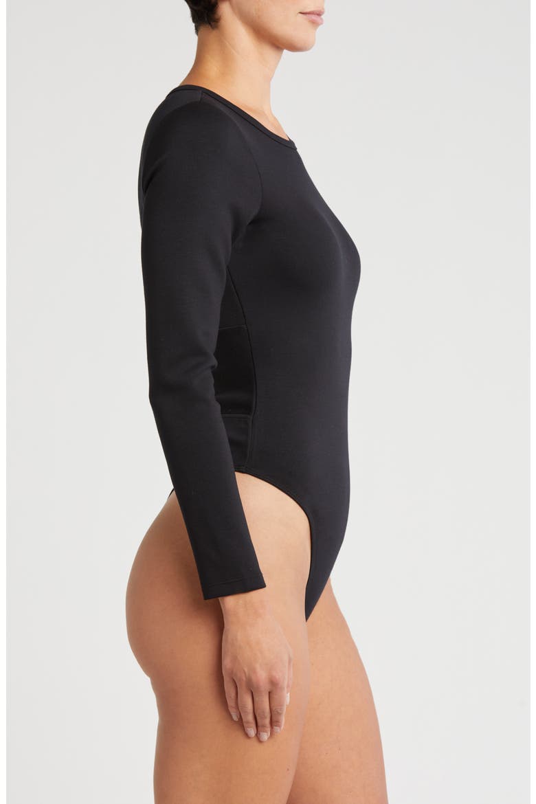 Knot Back Scuba Knit Bodysuit, Alternate, color, BLACK BEAUTY