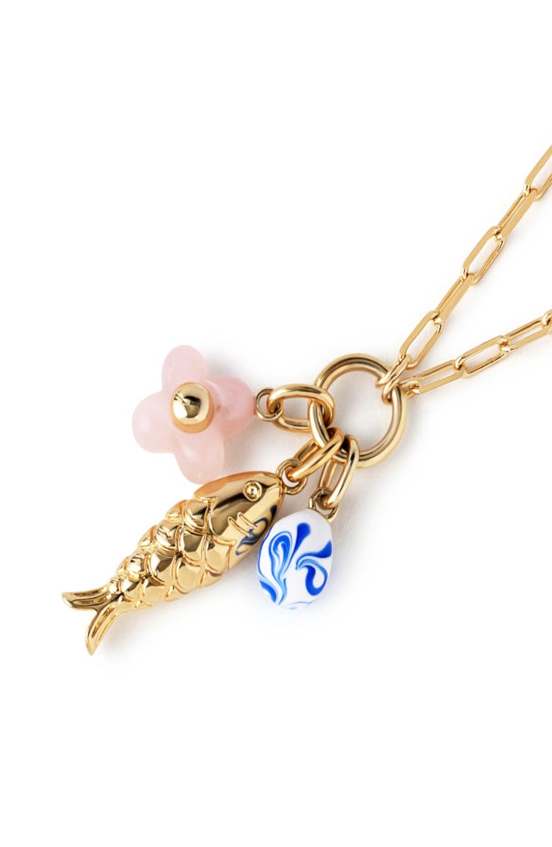 Ana Luisa Floral Charm Necklace, Alternate, color, Gold