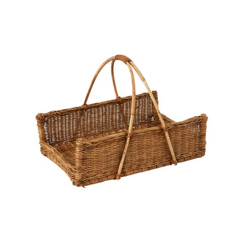 Decorative Handwoven Rattan Hanging Basket, Natural
