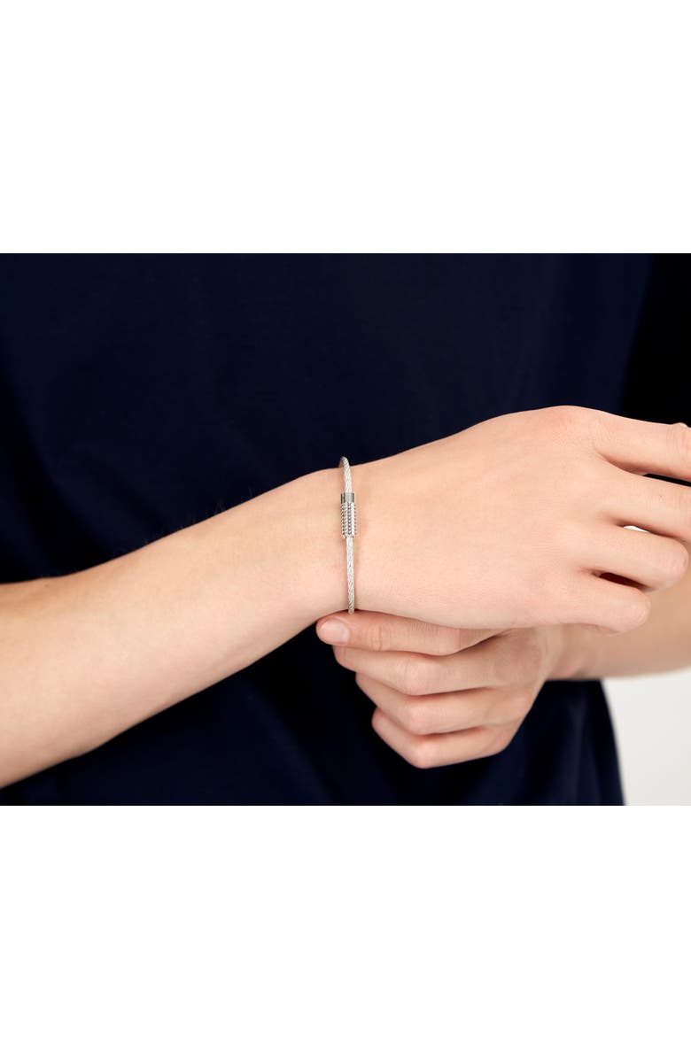 le gramme 9G Polished Sterling SIlver Pyramid Cable Bracelet, Alternate, color, 