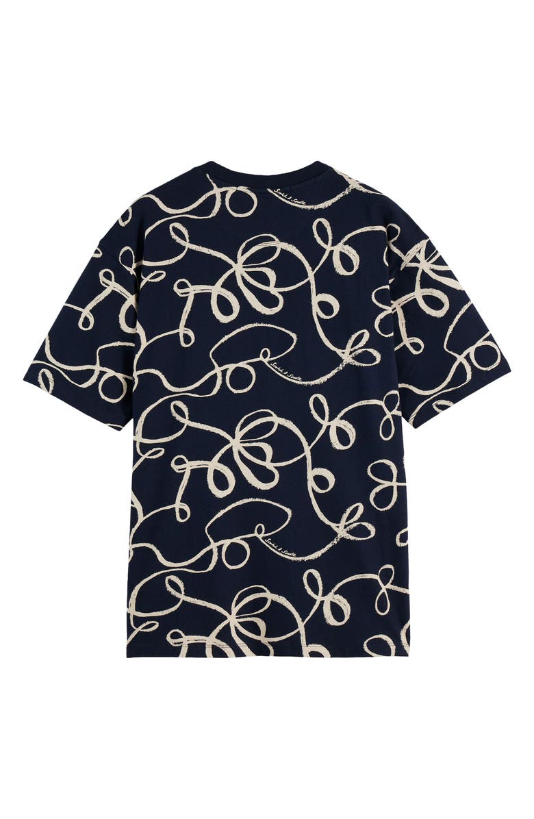 Scotch & Soda Print Cotton T-Shirt, Alternate, color, Ribbon Navy