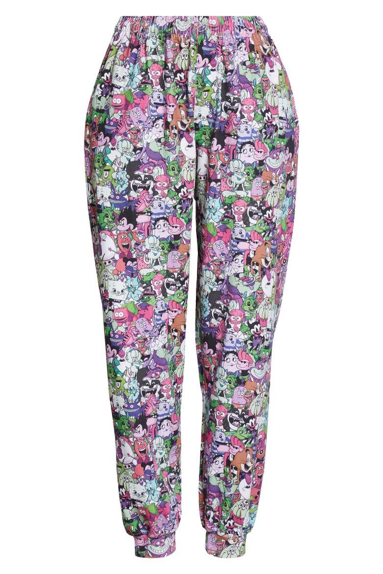 Cartoon Mania Print Ankle Joggers, Alternate, color, MULTICOLOR/ HOT