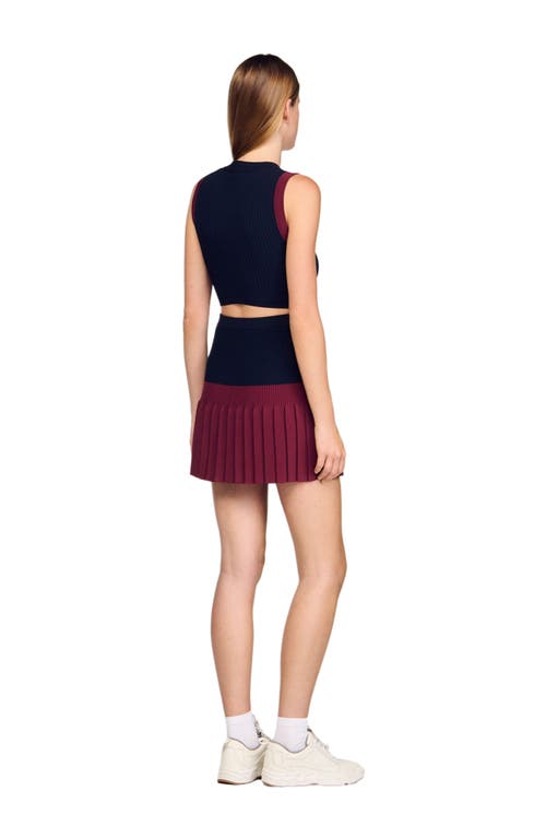 Sandro Two-tone Knit Top In Blue