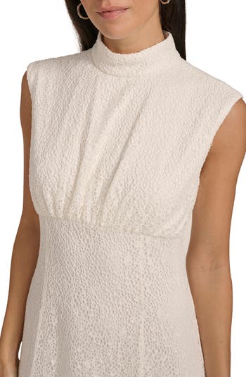 Mock Neck Sleeveless Lace A-Line Dress