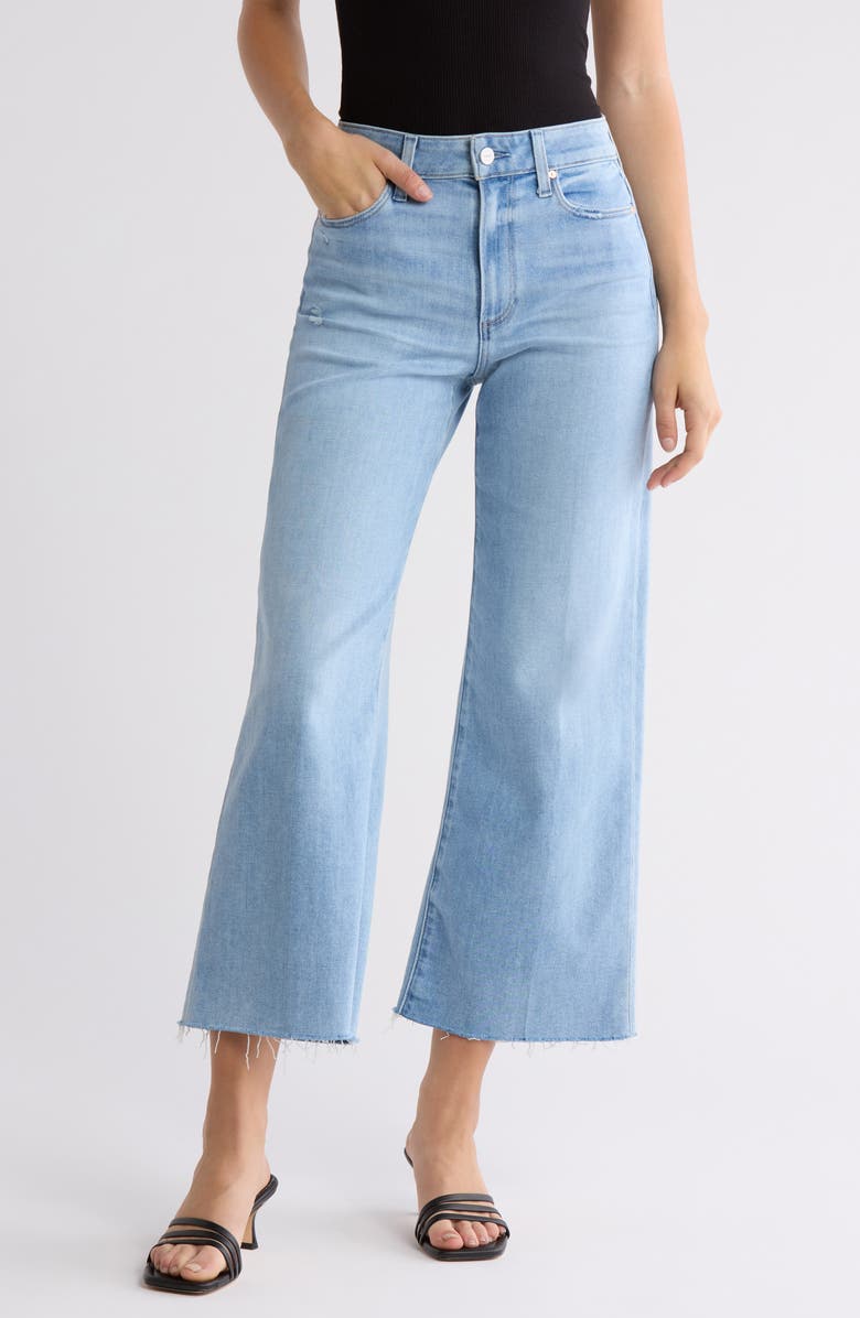 PAIGE Anessa Raw Hem Wide Leg Jeans, Main, color, In Tune Distressed