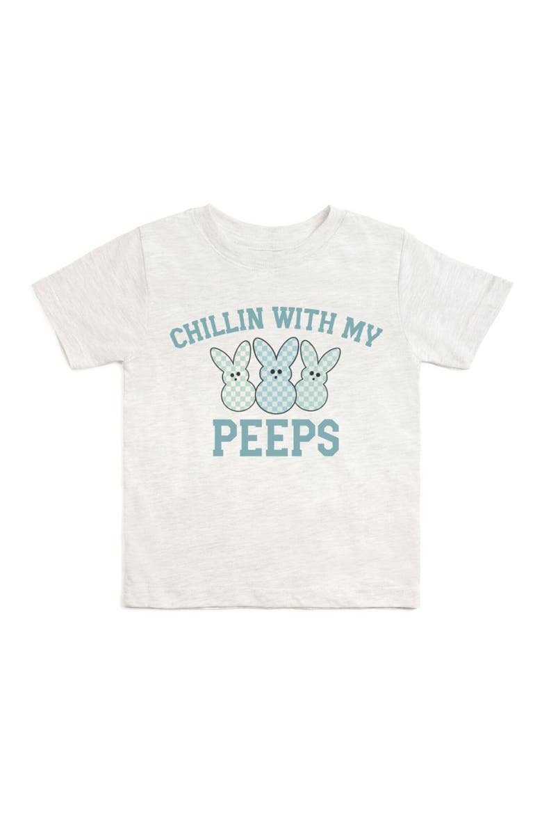 Sweet Wink Chillin With My Peeps Checker Easter Short Sleeve T-Shirt, Main, color, Ash