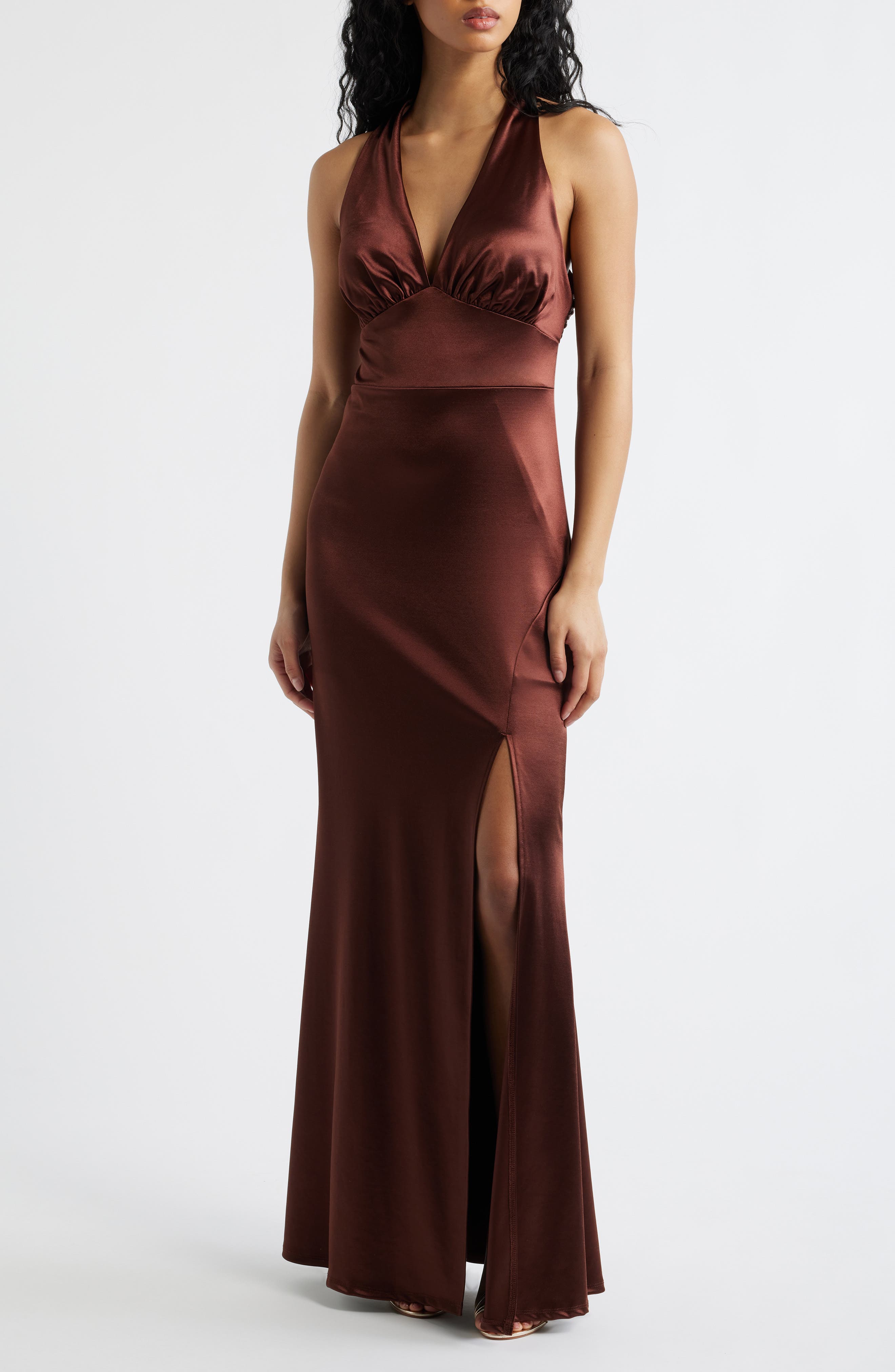 Royale Satin Halter Gown